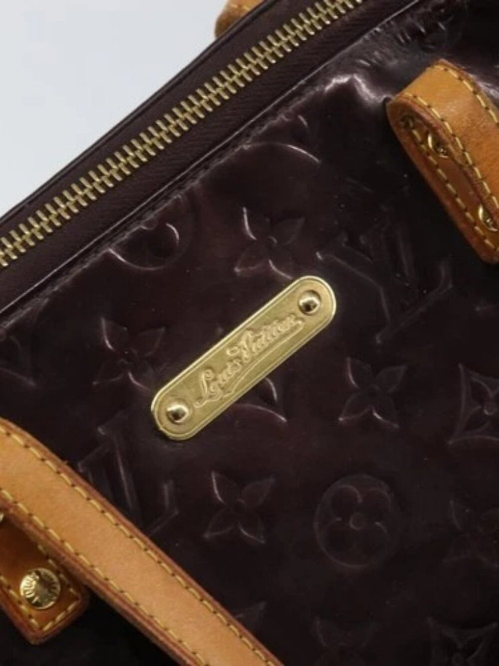 LOUIS VUITTON Monogram Vernis Bellevue GM Tote Bag Amarante M93589 Auth 162014 - Picture 8 of 16